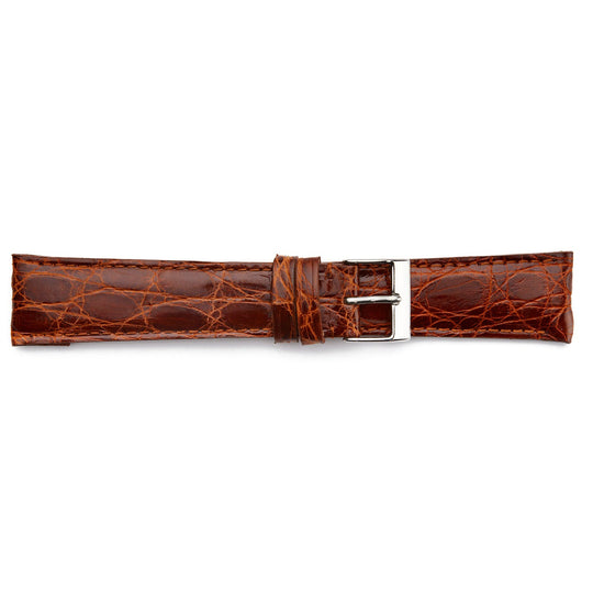 STR-4510L  Genuine, Long, Polished Crocodile Watch Strap
