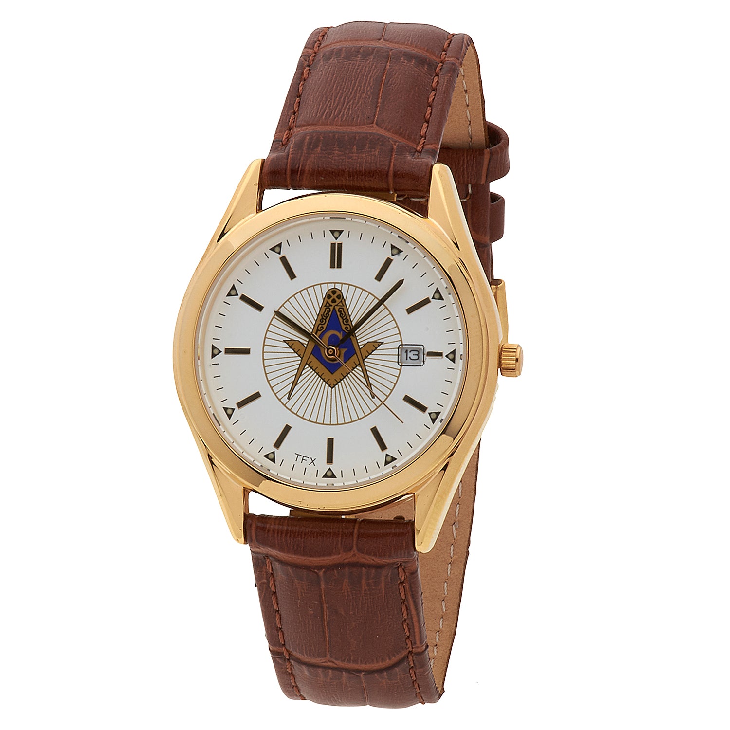 Masonic TFX by Bulova 39mm Watch with optional strap band Cognac Leather Strap