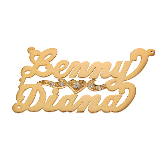 Name Plates 14ky, 14kw, Sterling Silver with 1/20 carat of diamonds