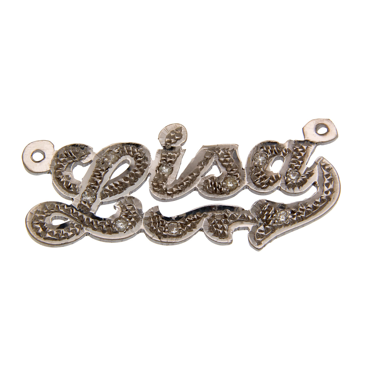 Textured Name Plates 14ky, 14kw, Sterling Silver with Diamonds 1/10ct
