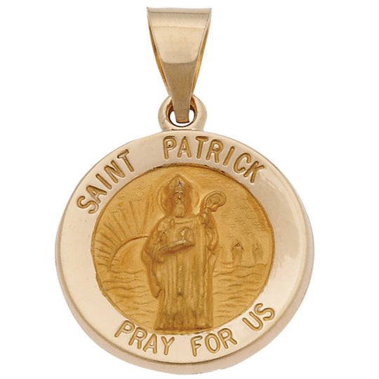 14ky St. Patrick 1/2in Hollow Medal Pendant