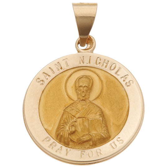 14ky St. Nicholas 3/4in Hollow Medal Pendant
