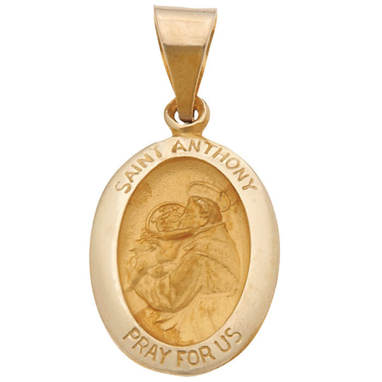 14ky St. Anthony 5/8in Hollow Medal Pendant