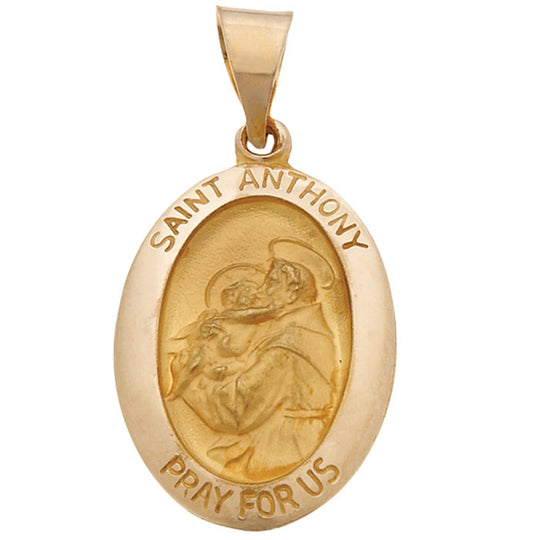 14ky St. Anthony 3/4in Hollow Medal Pendant