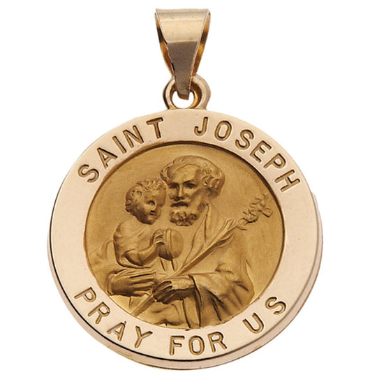 14ky St. Joseph 3/4in Hollow Medal Pendant