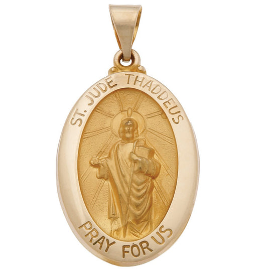 14ky St. Jude 7/8in Hollow Medal Pendant