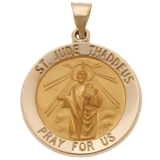 14ky St. Jude 1in Hollow Medal Pendant