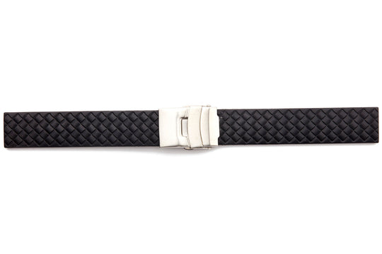 STR-4684 Rubber Deployant Regular Watch Strap with Diamond Pattern