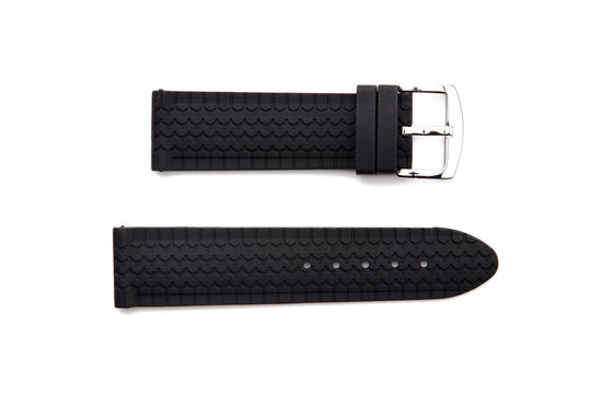 STR-4654 Padded Tire Link Style Rubber Regular Watch Strap