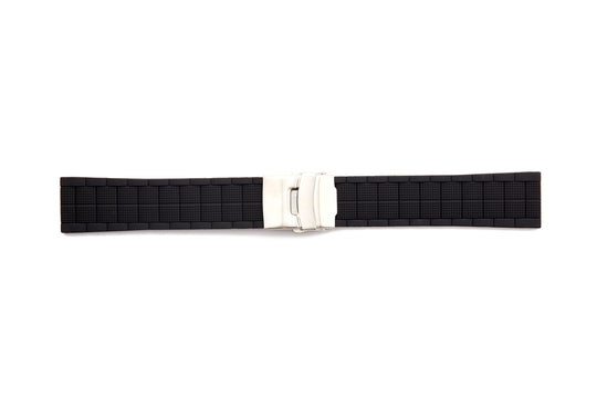 STR-4690 Rubber Deployant Regular Watch Strap with a Checkered Design