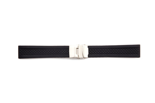 STR-4680 Rubber Deployant Regular Watch Strap with Diamond Pattern