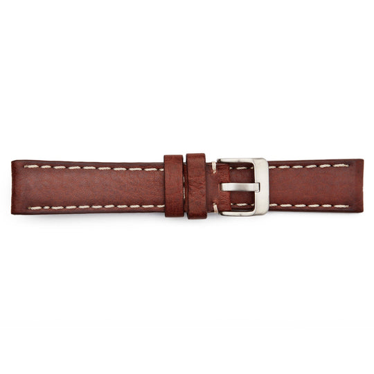 STR-4468CS Rustic Leather Regular Watch Strap with Contrasting Stitching