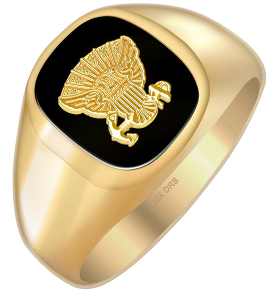 10k or 14k Yellow or White Gold US Navy Solid Back Ring