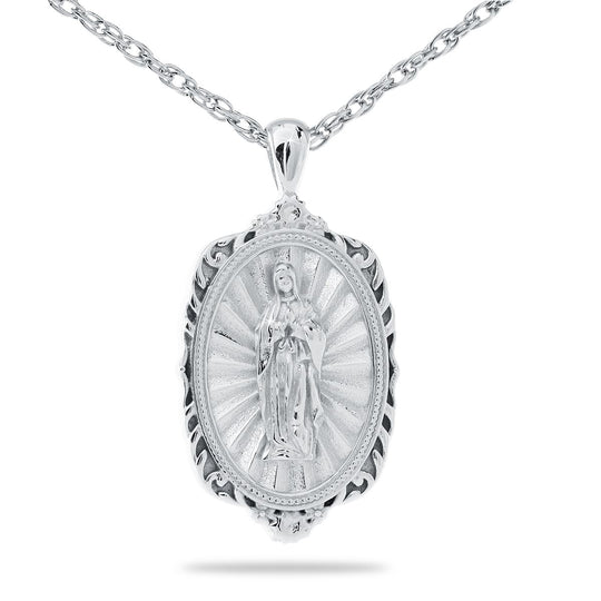 Sterling Silver Mother Mary Cremation Pendant with Necklace