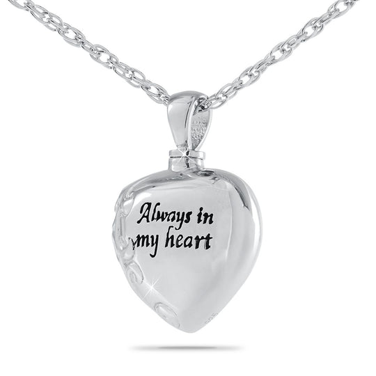 Stainless Steel Cremation Always In My Heart Pendant with Necklace