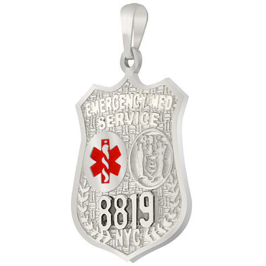 0.925 Sterling Silver EMT Resuce Badge Pendant