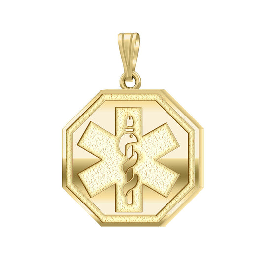 10k Yellow Gold Octagon Medical Pendant, 29mm