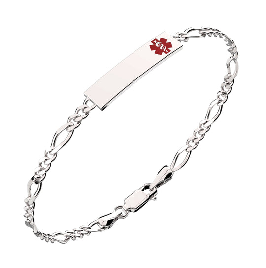 925 Sterling Silver Medical ID Bracelet me4186_2186 with Optional Chain Type