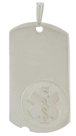 0.925 Sterling Silver Engravable Medical Alert ID Dog Tag Pendant