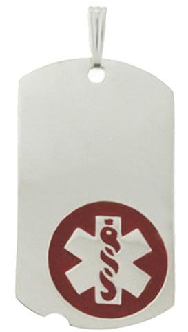 0.925 Sterling Silver Engravable Medical Alert ID Dog Tag Pendant