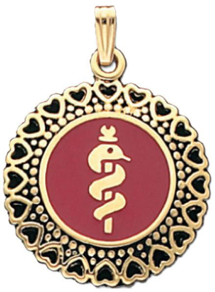 14k Gold Engravable Medical Alert Circle ID Pendant