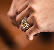 Men's Heavy Two Tone Silver and Gold Ring
