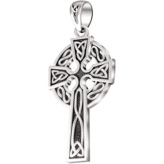 0.925 Sterling Silver 1.625in Irish Celtic Knot Cross Pendant